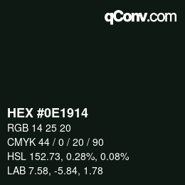 Color code: HEX #0E1914 | qconv.com