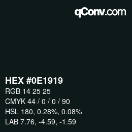 Color code: HEX #0E1919 | qconv.com