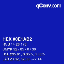 カラーコード: HEX #0E1AB2 | qconv.com