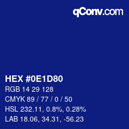 カラーコード: HEX #0E1D80 | qconv.com