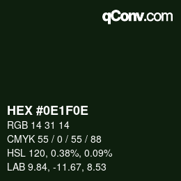 Color code: HEX #0E1F0E | qconv.com