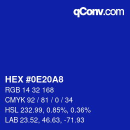Color code: HEX #0E20A8 | qconv.com