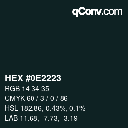 カラーコード: HEX #0E2223 | qconv.com