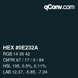 カラーコード: HEX #0E232A | qconv.com