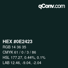 カラーコード: HEX #0E2423 | qconv.com