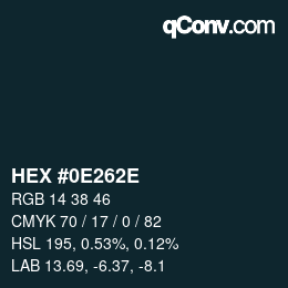 Color code: HEX #0E262E | qconv.com