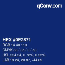 Color code: HEX #0E2871 | qconv.com