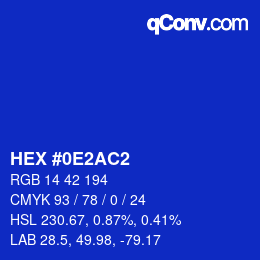 Color code: HEX #0E2AC2 | qconv.com