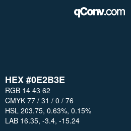 Color code: HEX #0E2B3E | qconv.com