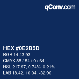 颜色代码: HEX #0E2B5D | qconv.com
