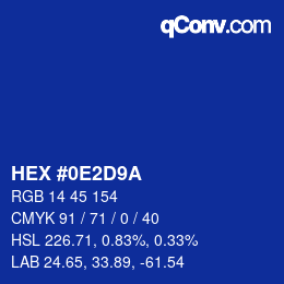 Color code: HEX #0E2D9A | qconv.com