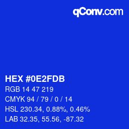 カラーコード: HEX #0E2FDB | qconv.com