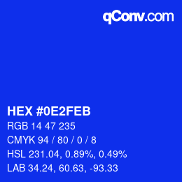 Color code: HEX #0E2FEB | qconv.com