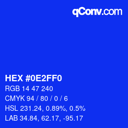 Color code: HEX #0E2FF0 | qconv.com