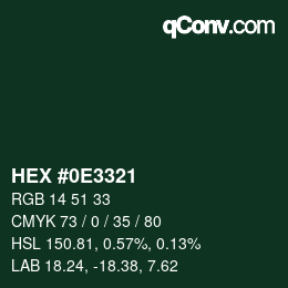 Color code: HEX #0E3321 | qconv.com