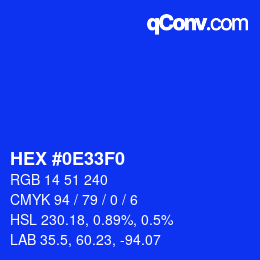 カラーコード: HEX #0E33F0 | qconv.com