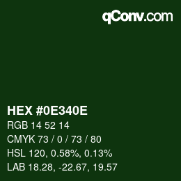 Color code: HEX #0E340E | qconv.com