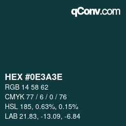 Color code: HEX #0E3A3E | qconv.com
