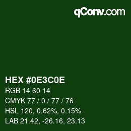 カラーコード: HEX #0E3C0E | qconv.com