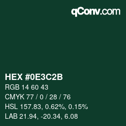 カラーコード: HEX #0E3C2B | qconv.com