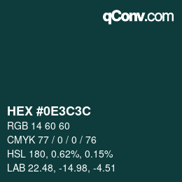 Color code: HEX #0E3C3C | qconv.com