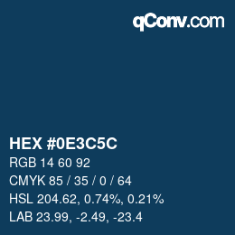 Color code: HEX #0E3C5C | qconv.com