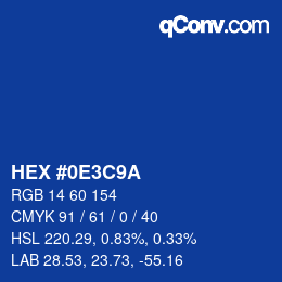 Color code: HEX #0E3C9A | qconv.com