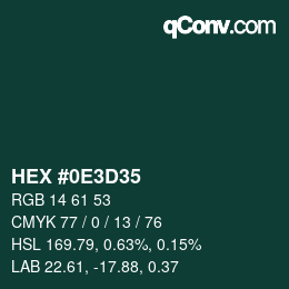 Color code: HEX #0E3D35 | qconv.com