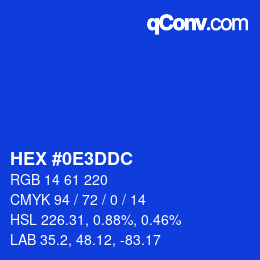 Color code: HEX #0E3DDC | qconv.com