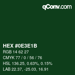 Color code: HEX #0E3E1B | qconv.com