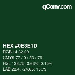 Color code: HEX #0E3E1D | qconv.com