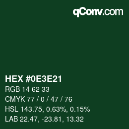 Color code: HEX #0E3E21 | qconv.com