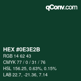 Farbcode: HEX #0E3E2B | qconv.com