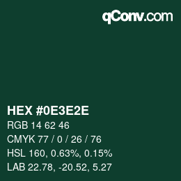 Color code: HEX #0E3E2E | qconv.com