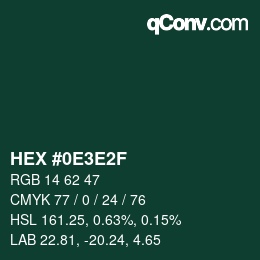 Color code: HEX #0E3E2F | qconv.com
