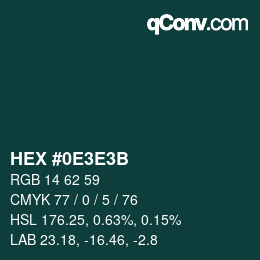 カラーコード: HEX #0E3E3B | qconv.com