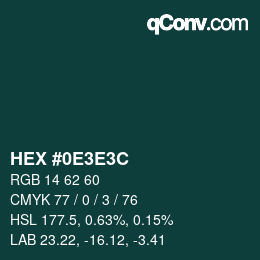 カラーコード: HEX #0E3E3C | qconv.com