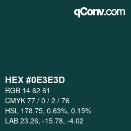 Color code: HEX #0E3E3D | qconv.com