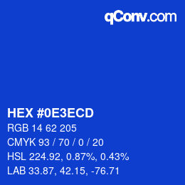 颜色代码: HEX #0E3ECD | qconv.com