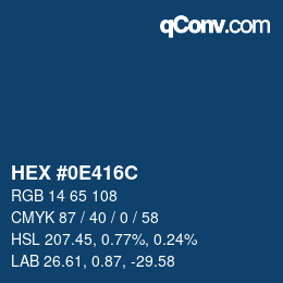 Color code: HEX #0E416C | qconv.com