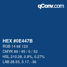 Color code: HEX #0E447B | qconv.com
