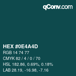 Color code: HEX #0E4A4D | qconv.com