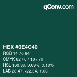 Color code: HEX #0E4C40 | qconv.com
