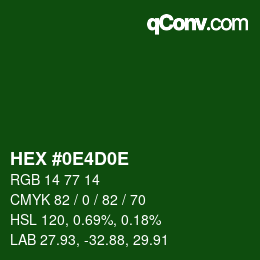 Color code: HEX #0E4D0E | qconv.com