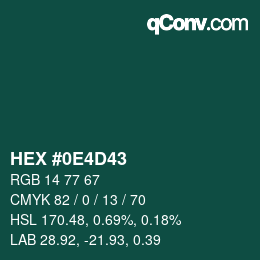 Color code: HEX #0E4D43 | qconv.com