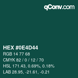 Color code: HEX #0E4D44 | qconv.com
