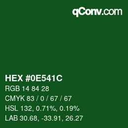 Color code: HEX #0E541C | qconv.com