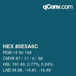 Color code: HEX #0E5A6C | qconv.com
