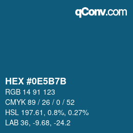 Color code: HEX #0E5B7B | qconv.com