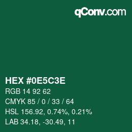 Color code: HEX #0E5C3E | qconv.com